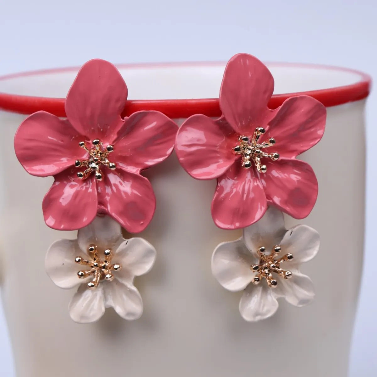 1 Pair Casual Simple Style Flower Stoving Varnish Alloy Drop Earrings