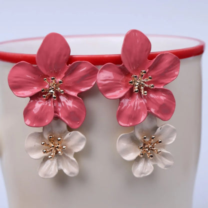 1 Pair Casual Simple Style Flower Stoving Varnish Alloy Drop Earrings