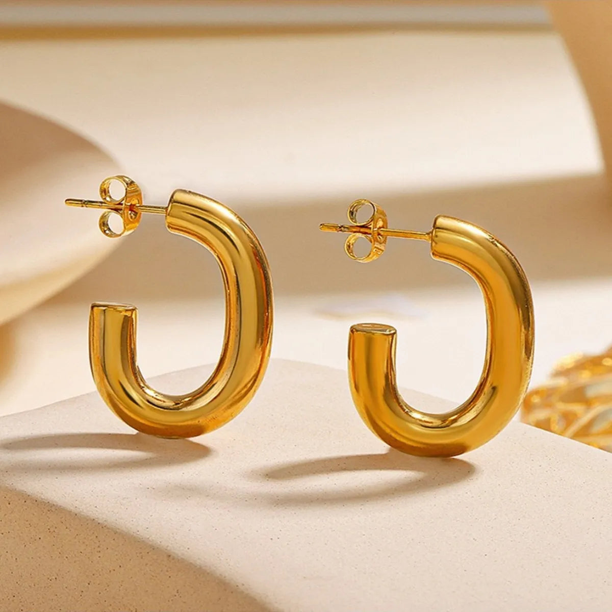 1 Pair Casual Simple Style Geometric 304 Stainless Steel 18K Gold Plated Ear Studs