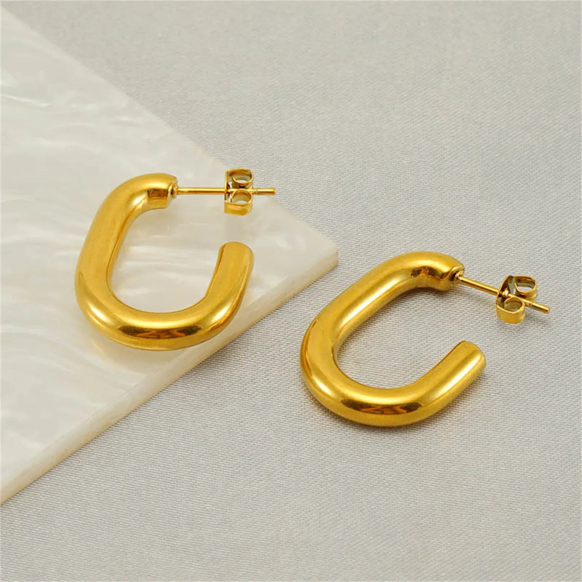 1 Pair Casual Simple Style Geometric 304 Stainless Steel 18K Gold Plated Ear Studs