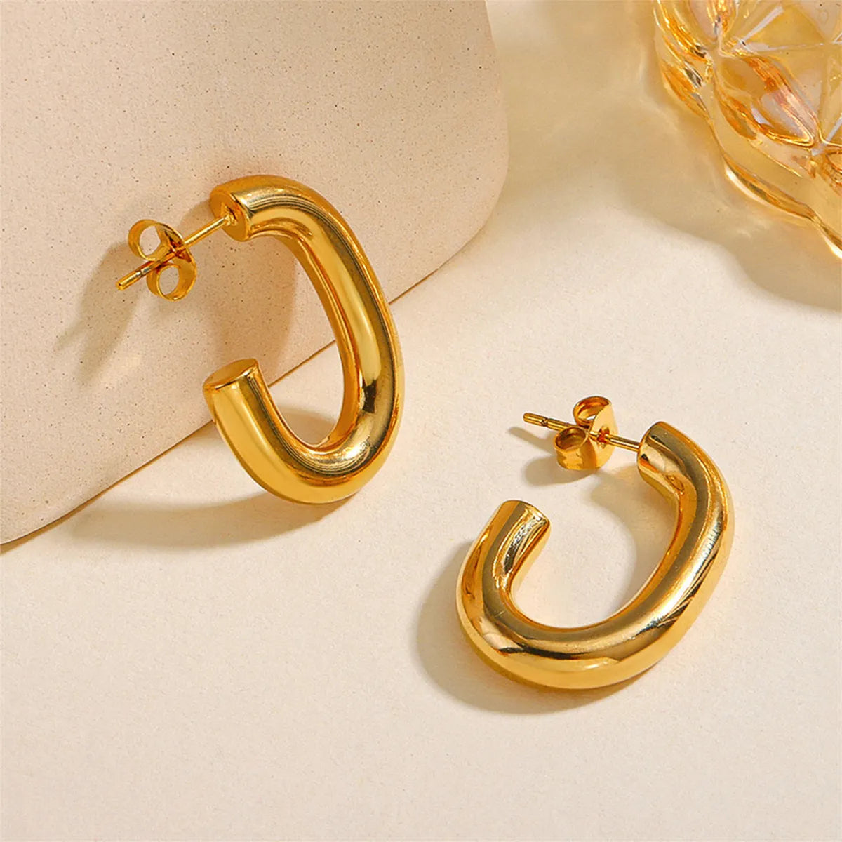 1 Pair Casual Simple Style Geometric 304 Stainless Steel 18K Gold Plated Ear Studs