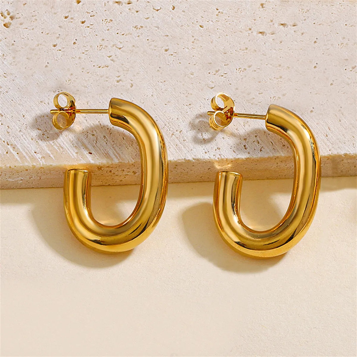 1 Pair Casual Simple Style Geometric 304 Stainless Steel 18K Gold Plated Ear Studs