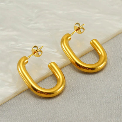 1 Pair Casual Simple Style Geometric 304 Stainless Steel 18K Gold Plated Ear Studs