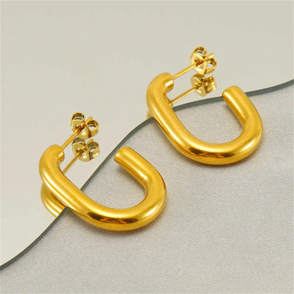 1 Pair Casual Simple Style Geometric 304 Stainless Steel 18K Gold Plated Ear Studs