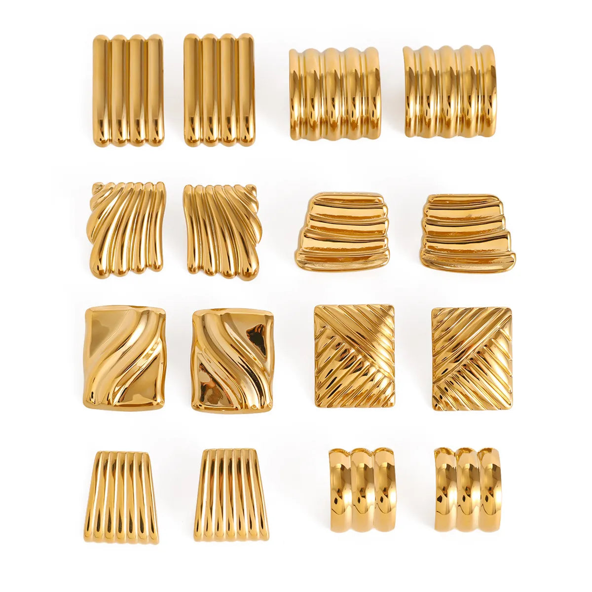 1 Pair Casual Simple Style Geometric 304 Stainless Steel 18K Gold Plated Ear Studs