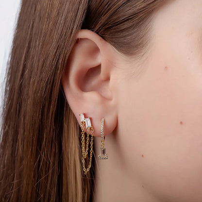 1 Pair Casual Simple Style Geometric Chain Inlay Copper Zircon Drop Earrings