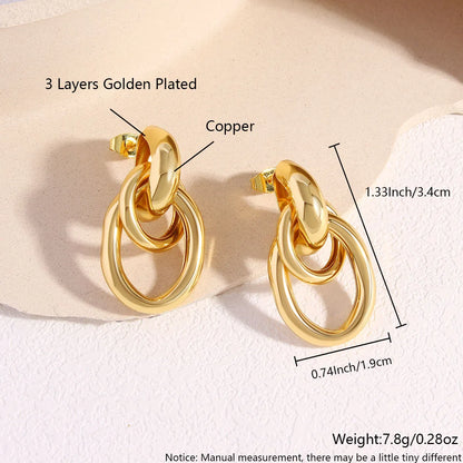 1 Pair Casual Simple Style Geometric Copper 18K Gold Plated Gold Plated Drop Earrings