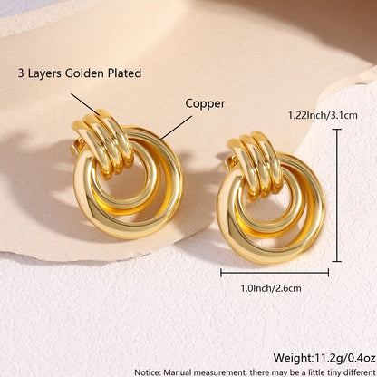 1 Pair Casual Simple Style Geometric Copper 18K Gold Plated Gold Plated Drop Earrings