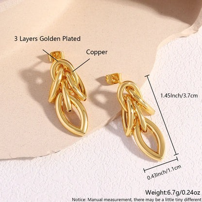 1 Pair Casual Simple Style Geometric Copper 18K Gold Plated Gold Plated Drop Earrings