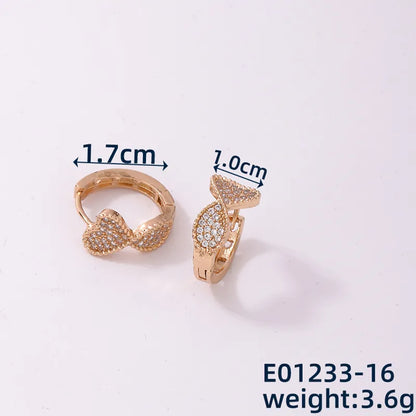 1 Pair Casual Simple Style Geometric Copper Zircon Hoop Earrings