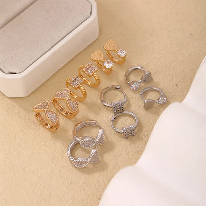 1 Pair Casual Simple Style Geometric Copper Zircon Hoop Earrings