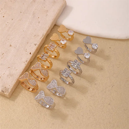 1 Pair Casual Simple Style Geometric Copper Zircon Hoop Earrings