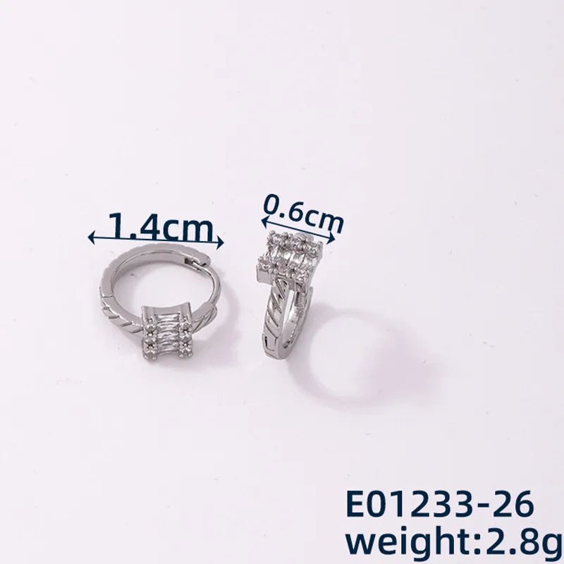 1 Pair Casual Simple Style Geometric Copper Zircon Hoop Earrings