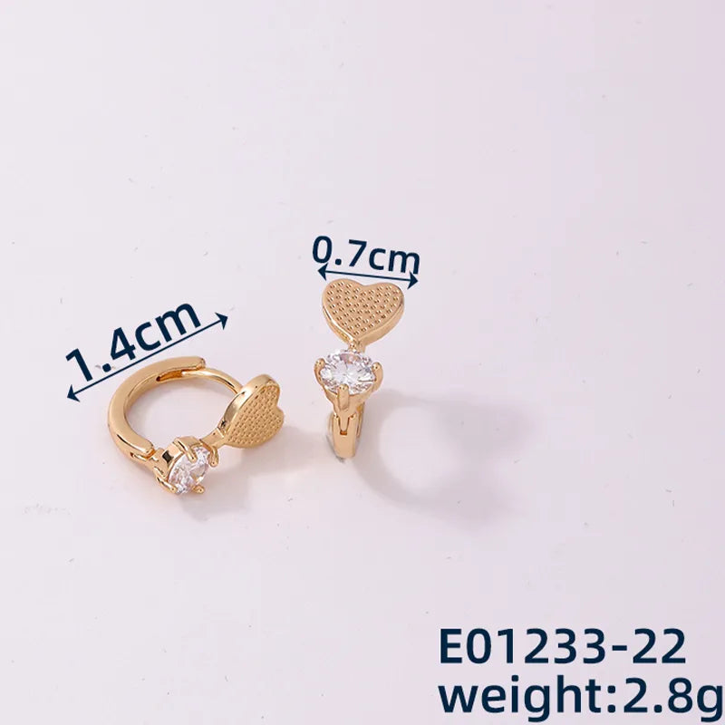 1 Pair Casual Simple Style Geometric Copper Zircon Hoop Earrings