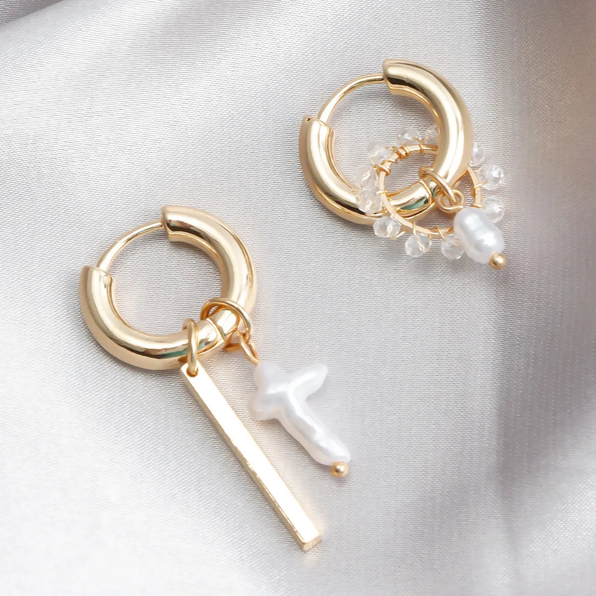 1 Pair Casual Simple Style Geometric Cross Plating Alloy Earrings