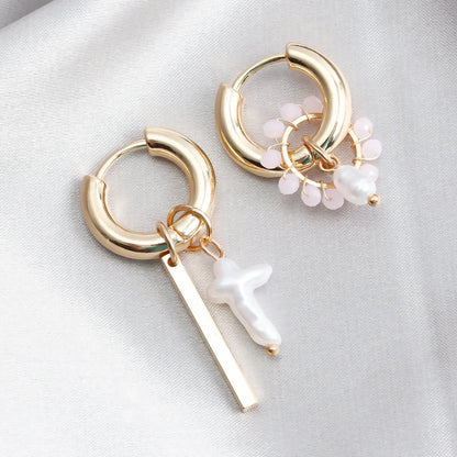 1 Pair Casual Simple Style Geometric Cross Plating Alloy Earrings