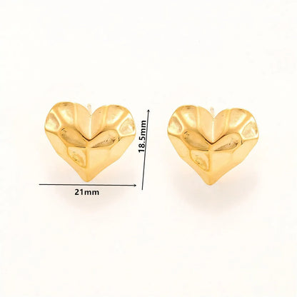 1 Pair Casual Simple Style Geometric Heart Shape Bow Knot Hollow Out Inlay Titanium Steel Zircon 18K Gold Plated Ear Studs