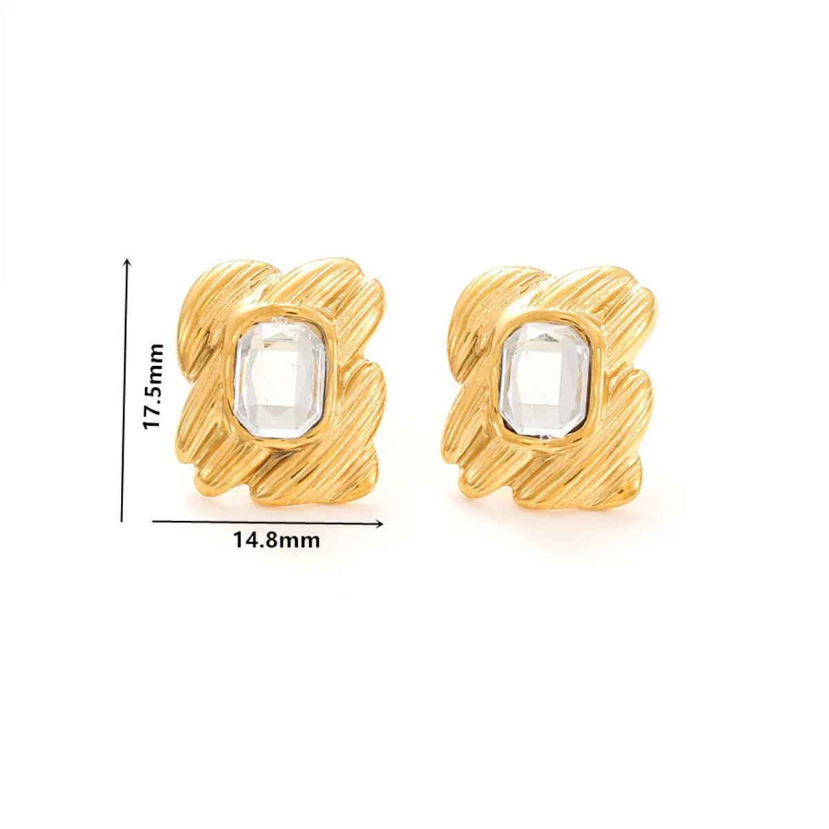 1 Pair Casual Simple Style Geometric Heart Shape Bow Knot Hollow Out Inlay Titanium Steel Zircon 18K Gold Plated Ear Studs