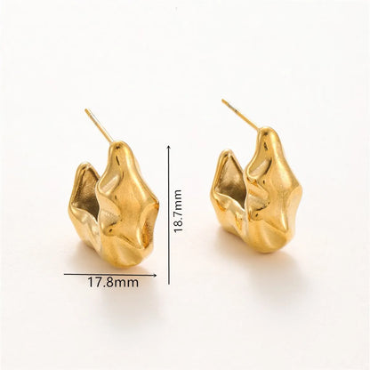 1 Pair Casual Simple Style Geometric Heart Shape Bow Knot Hollow Out Inlay Titanium Steel Zircon 18K Gold Plated Ear Studs