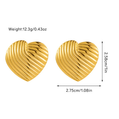 1 Pair Casual Simple Style Geometric Heart Shape Titanium Steel 18K Gold Plated Ear Studs