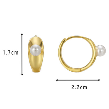 1 Pair Casual Simple Style Geometric Inlay Brass Pearl 18K Gold Plated Drop Earrings Ear Studs