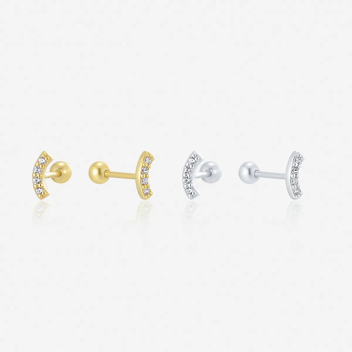 1 Pair Casual Simple Style Geometric Inlay Sterling Silver Zircon 14K Gold Plated Ear Studs