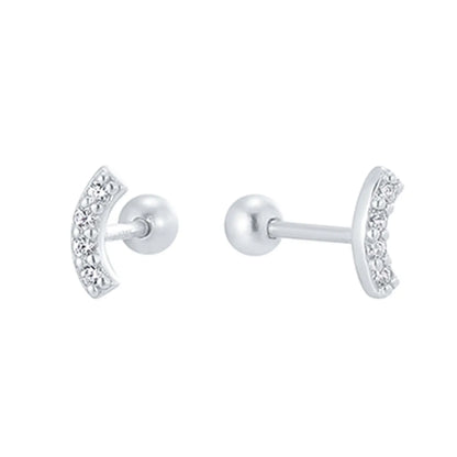 1 Pair Casual Simple Style Geometric Inlay Sterling Silver Zircon 14K Gold Plated Ear Studs