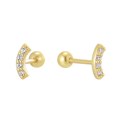 1 Pair Casual Simple Style Geometric Inlay Sterling Silver Zircon 14K Gold Plated Ear Studs