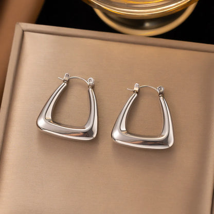 1 Pair Casual Simple Style Geometric Inlay Titanium Steel Pearl Zircon Ear Cuffs Earrings Ear Studs