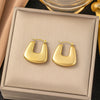 1 Pair Casual Simple Style Geometric Inlay Titanium Steel Pearl Zircon Ear Cuffs Earrings Ear Studs