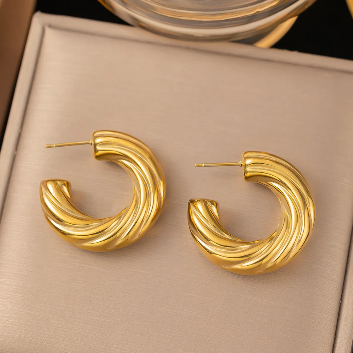 1 Pair Casual Simple Style Geometric Inlay Titanium Steel Pearl Zircon Ear Cuffs Earrings Ear Studs