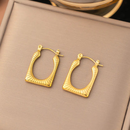 1 Pair Casual Simple Style Geometric Inlay Titanium Steel Pearl Zircon Ear Cuffs Earrings Ear Studs