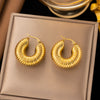 1 Pair Casual Simple Style Geometric Inlay Titanium Steel Pearl Zircon Ear Cuffs Earrings Ear Studs