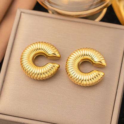 1 Pair Casual Simple Style Geometric Inlay Titanium Steel Pearl Zircon Ear Cuffs Earrings Ear Studs