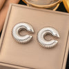 1 Pair Casual Simple Style Geometric Inlay Titanium Steel Pearl Zircon Ear Cuffs Earrings Ear Studs