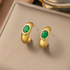 1 Pair Casual Simple Style Geometric Inlay Titanium Steel Pearl Zircon Ear Cuffs Earrings Ear Studs