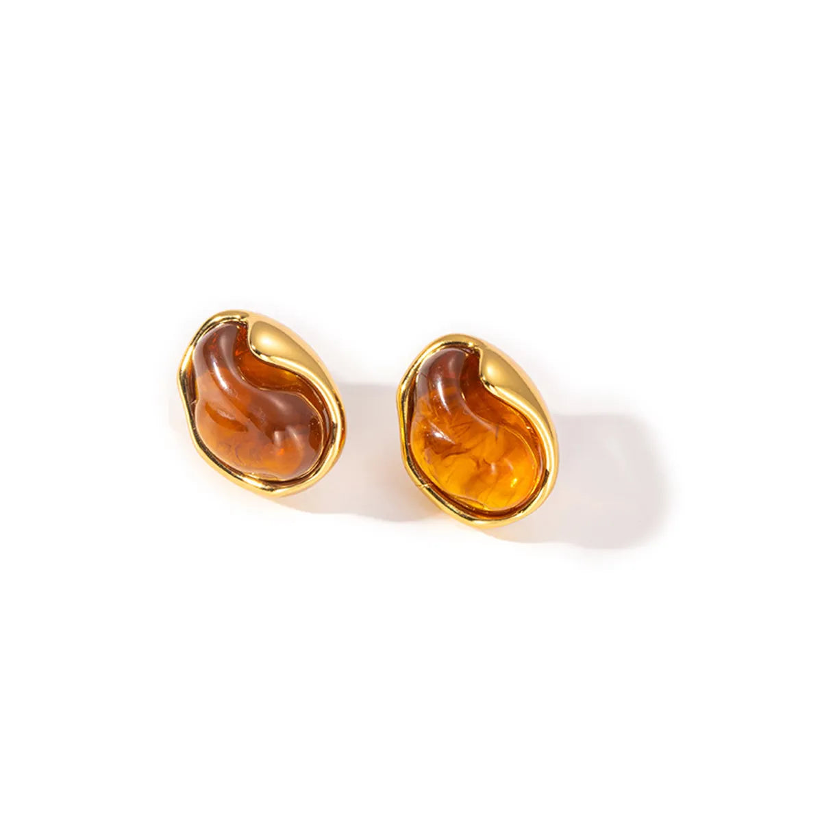 1 Pair Casual Simple Style Geometric Irregular Plating Titanium Steel Amber Ear Studs