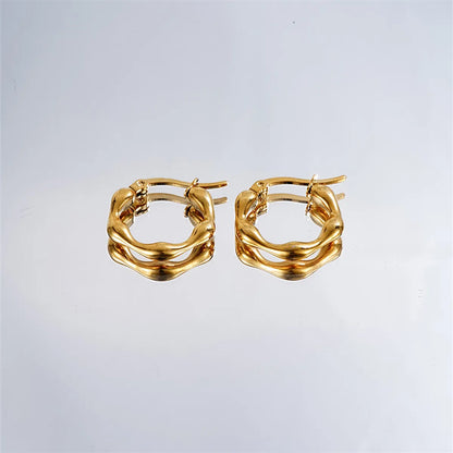 1 Pair Casual Simple Style Geometric Irregular Stainless Steel Hoop Earrings