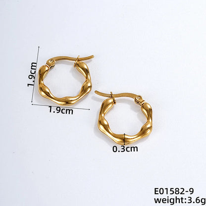 1 Pair Casual Simple Style Geometric Irregular Stainless Steel Hoop Earrings