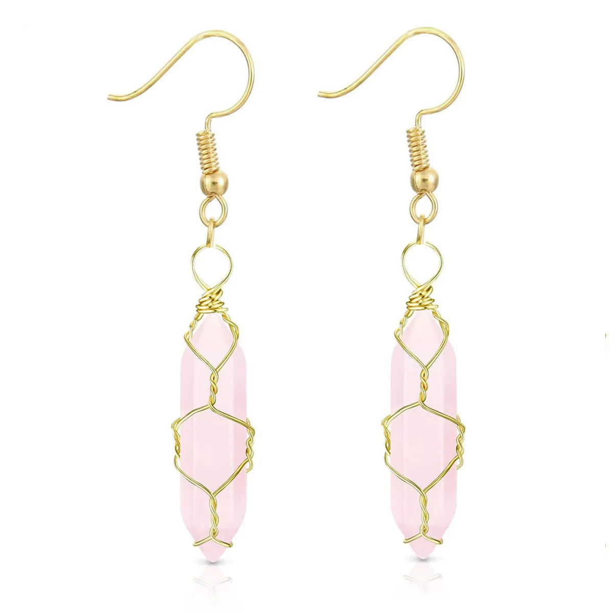 1 Pair Casual Simple Style Geometric Natural Stone Crystal Iron Drop Earrings