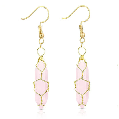 1 Pair Casual Simple Style Geometric Natural Stone Crystal Iron Drop Earrings