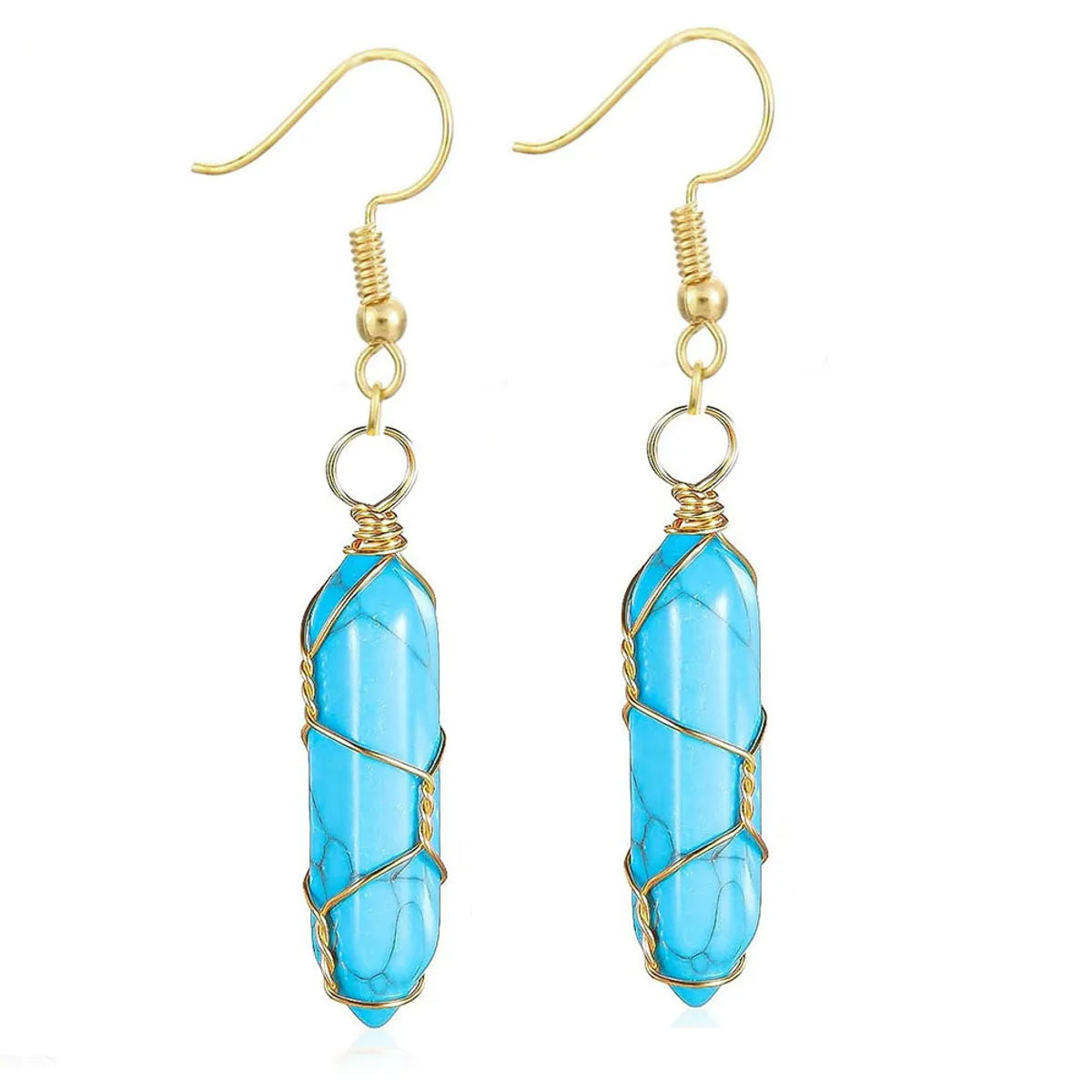 1 Pair Casual Simple Style Geometric Natural Stone Crystal Iron Drop Earrings