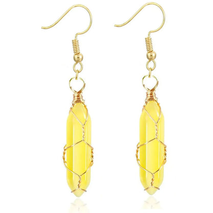 1 Pair Casual Simple Style Geometric Natural Stone Crystal Iron Drop Earrings