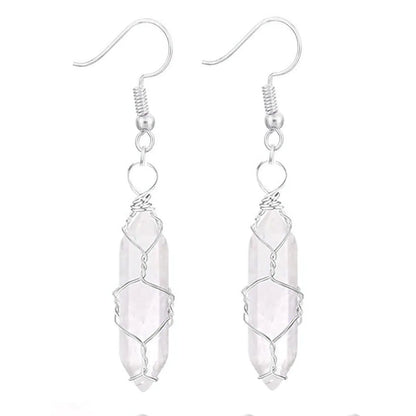 1 Pair Casual Simple Style Geometric Natural Stone Crystal Iron Drop Earrings