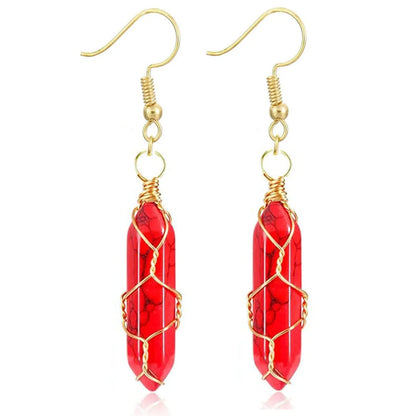 1 Pair Casual Simple Style Geometric Natural Stone Crystal Iron Drop Earrings