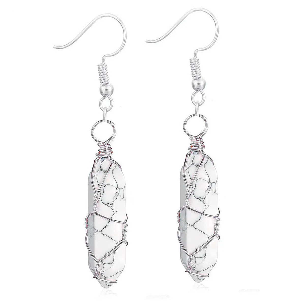 1 Pair Casual Simple Style Geometric Natural Stone Crystal Iron Drop Earrings