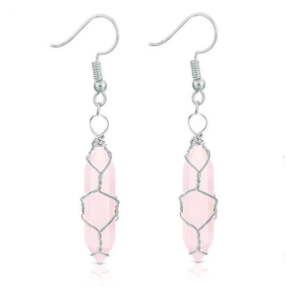 1 Pair Casual Simple Style Geometric Natural Stone Crystal Iron Drop Earrings