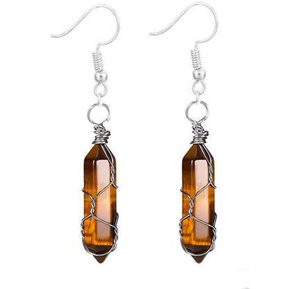 1 Pair Casual Simple Style Geometric Natural Stone Crystal Iron Drop Earrings