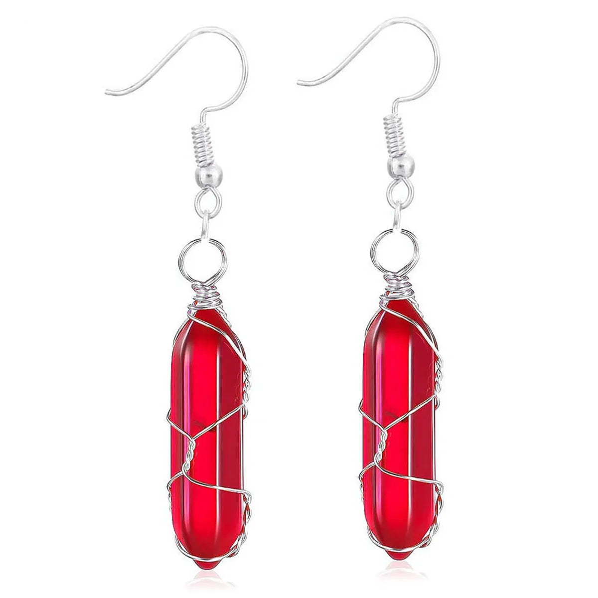 1 Pair Casual Simple Style Geometric Natural Stone Crystal Iron Drop Earrings