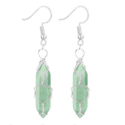 1 Pair Casual Simple Style Geometric Natural Stone Crystal Iron Drop Earrings